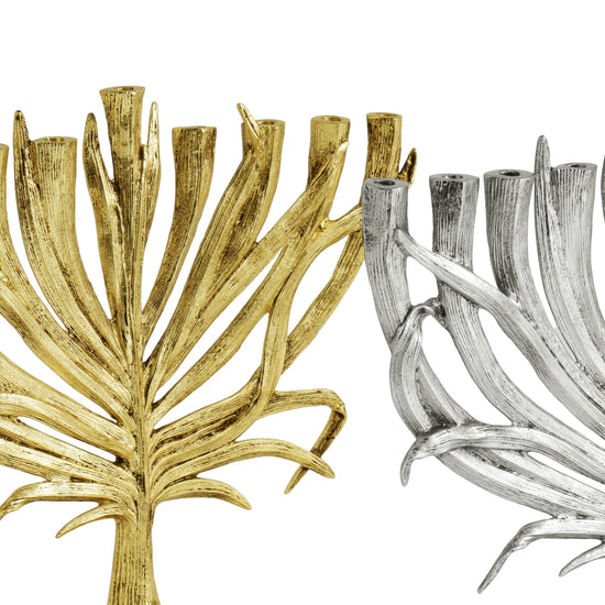 Michael Aram small gold palm menorah, metal with palm design, for elegant Hanukkah decoration