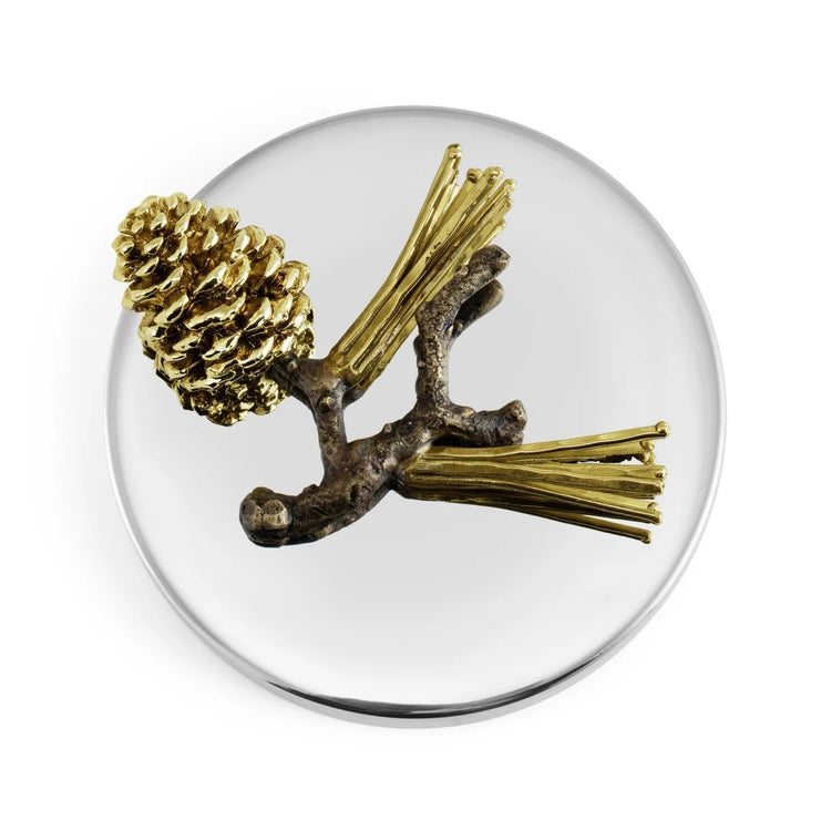 Michael Aram pine cone candle, metal holder with pine cone design, for rustic home décor