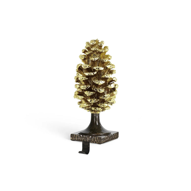Michael Aram pine cone stocking holder, metal with pine cone design, for holiday decoration