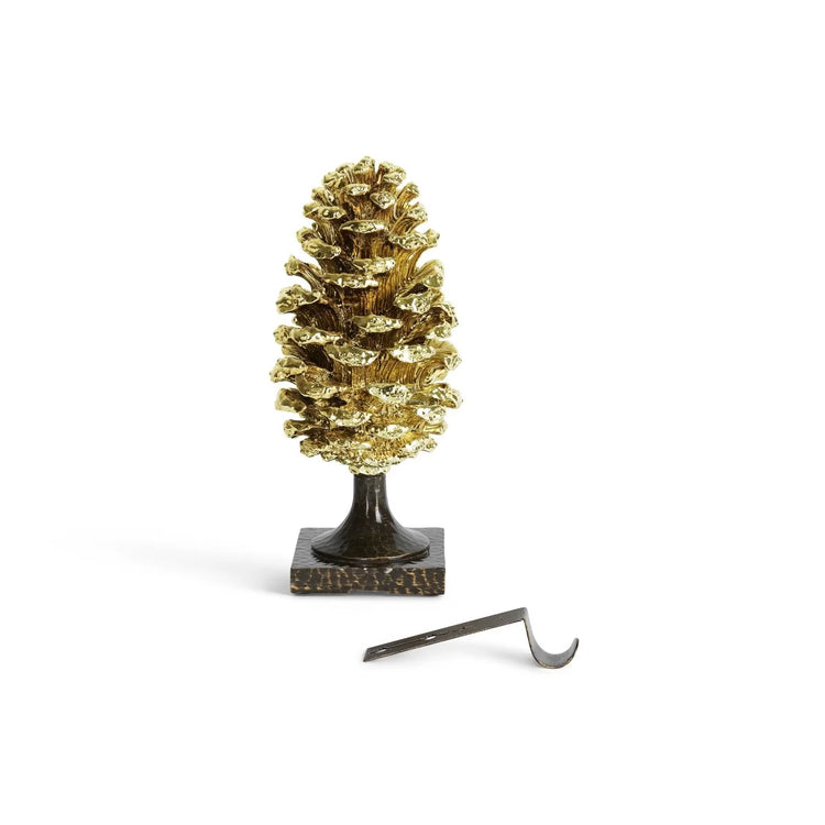 Michael Aram pine cone stocking holder, metal with pine cone design, for holiday decoration