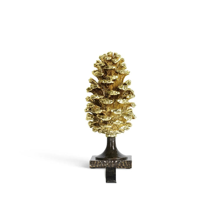 Michael Aram pine cone stocking holder, metal with pine cone design, for holiday decoration