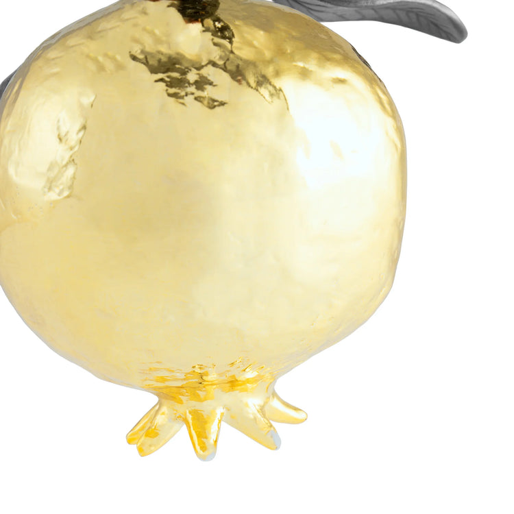 Michael Aram pomegranate ornament, gold with black stem, for luxe holiday decoration