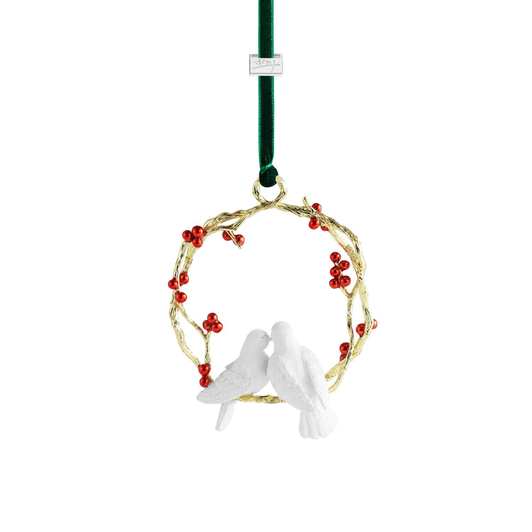 Michael Aram turtle doves ornament, metal with elegant design, for sophisticated decoration.