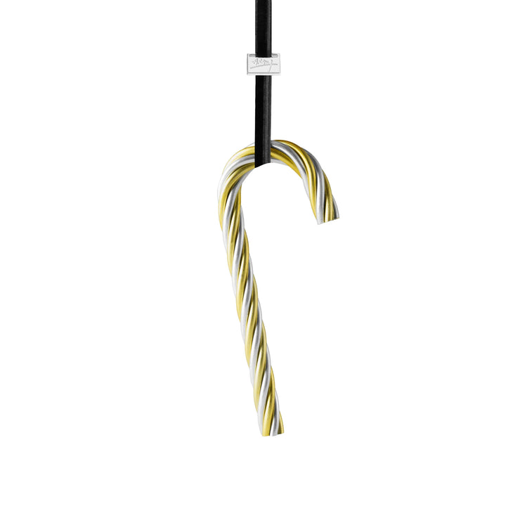 Michael Aram twist candy cane ornament, gold stripe metal, for holiday decoration