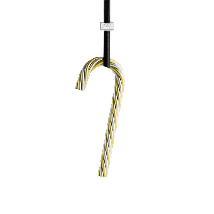 Michael Aram twist candy cane ornament, gold stripe metal, for holiday decoration