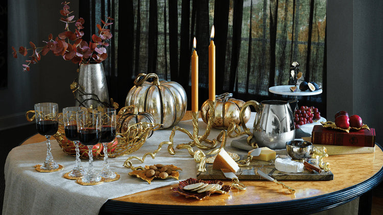 Michael Aram Vine extra large cheese board with knife, metal with vine design, rustic serving set