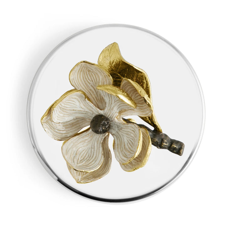 Michael Aram vintage bloom candle, metal holder with vintage floral design, for nostalgic home decor.