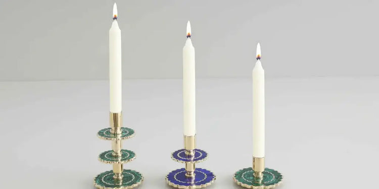 Viya Home Marigold Lapis Lazuli Brass Candle Holder 4x4in