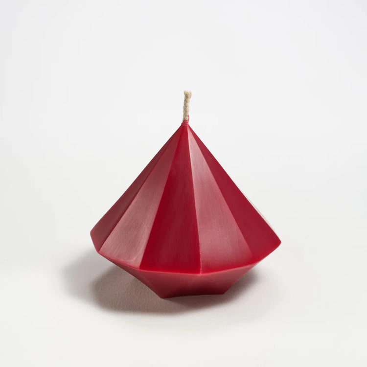 Beeswax Ruby Gemstone Shape Candle, Burnt Amber 4"