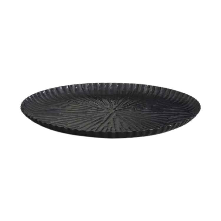 Platter, Memories Of Bundi, brass, with dark bronze finish 14"