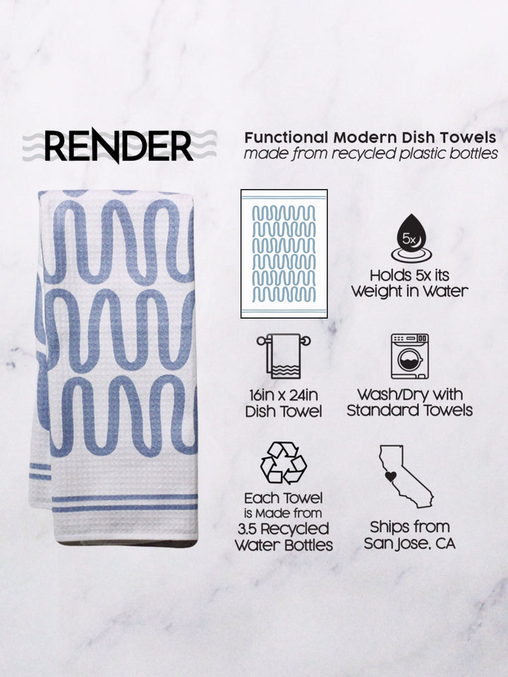 Dish Towel in Sky Blue Squiggles