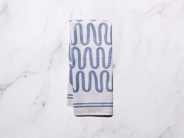 Dish Towel in Sky Blue Squiggles