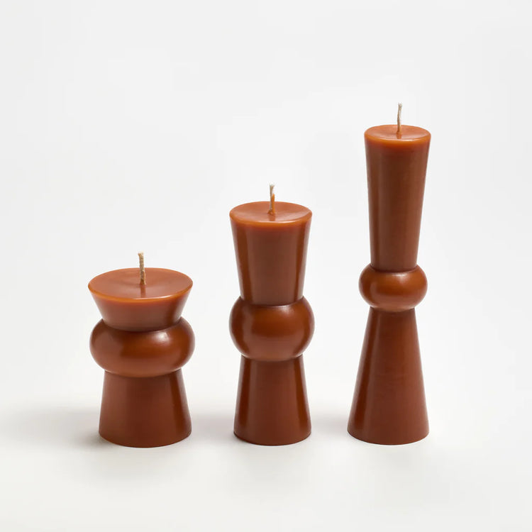 Candle, Tall Pillar, Burnt Amber