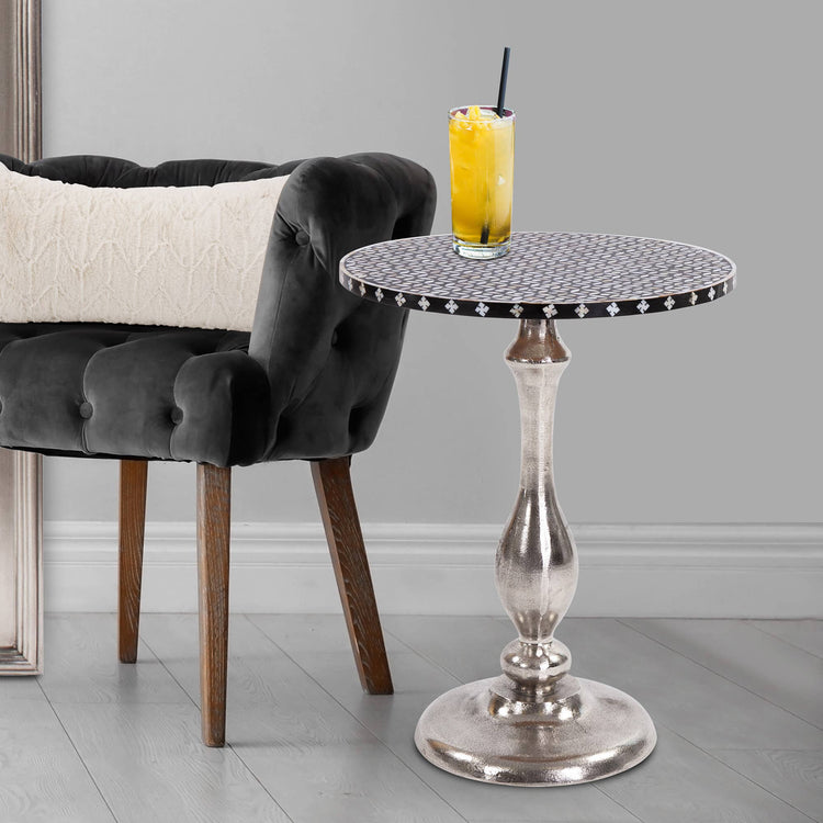 Table, Nickel Metal with Bone Top