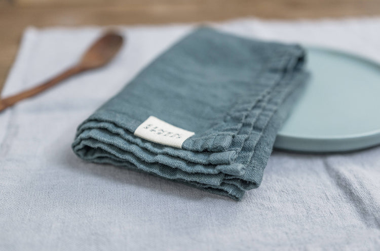 Ocean Blue Linen Napkins Set of 2