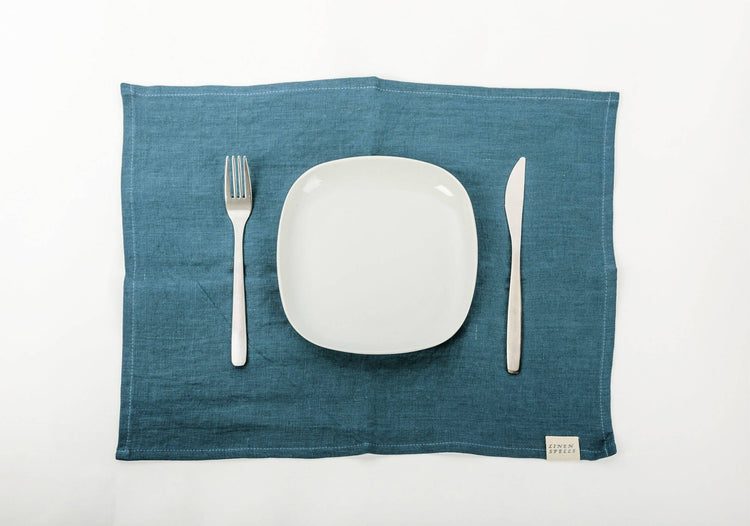 Ocean Blue Linen Placemats Set of 2