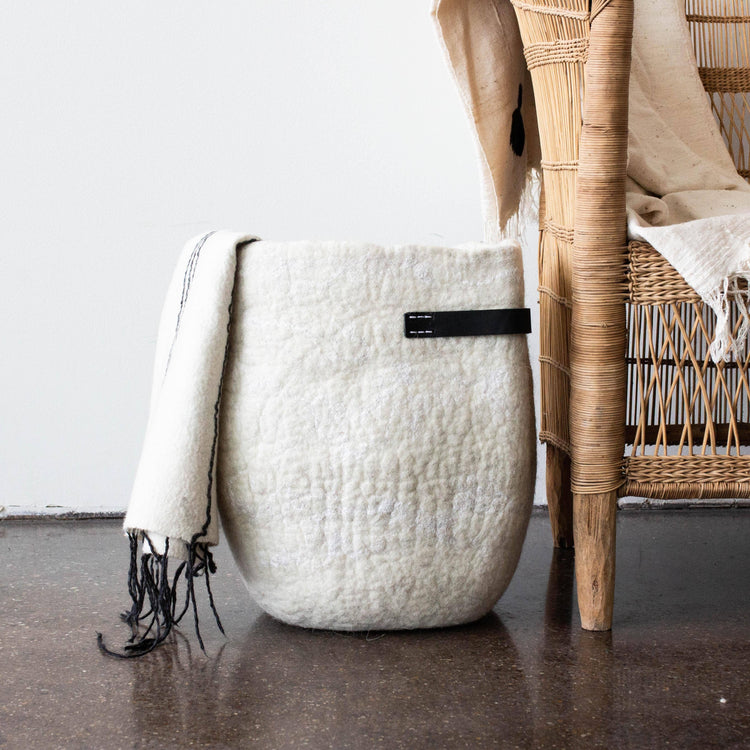Jupiter Basket, Hand felted, Karakul Wool