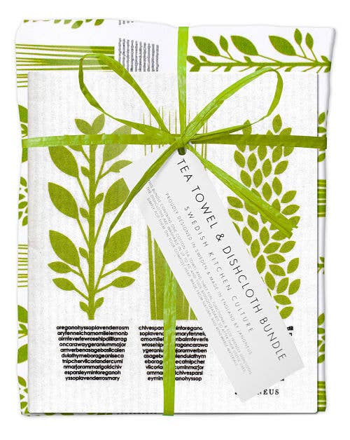 Dishcloth & Tea Towel Bundle in Herbs