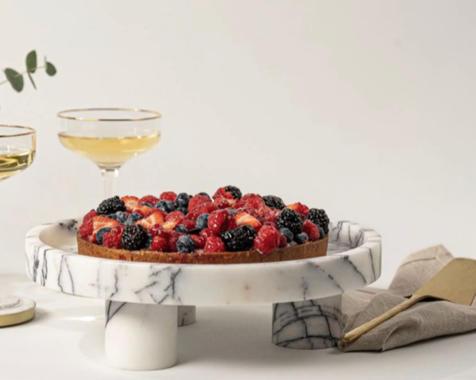 Cake stand, marble, white