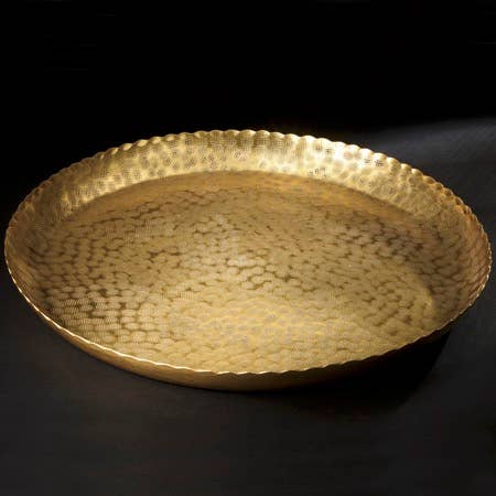 Tray, Gilded Hammered Round Large