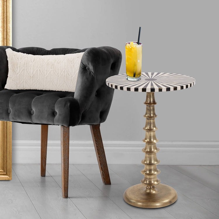 Table, Antique Brass with Bone Top