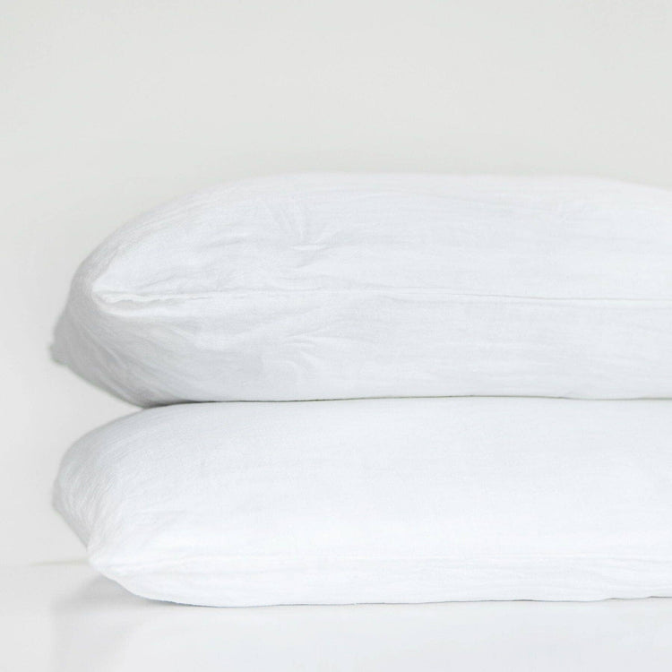 White Linen Pillowcases Queen Standard (Set of 2)