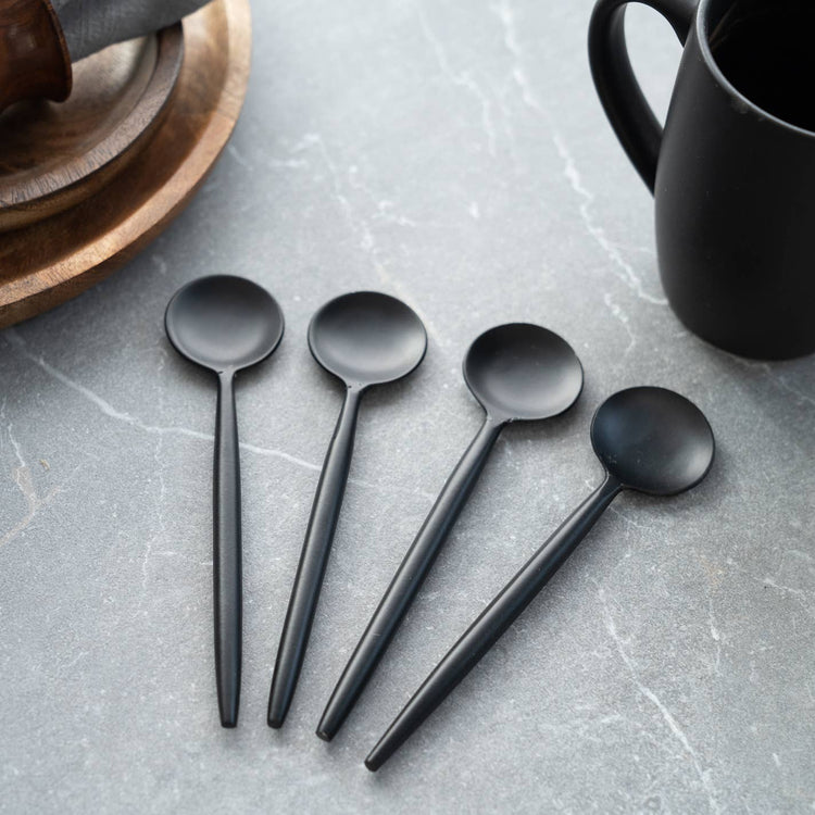 Sleek Black Coffee Spoons-4 Piece Set