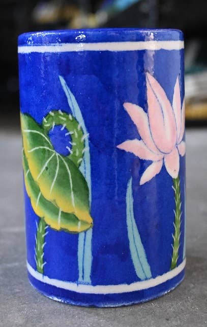 Lotus Blue Pottery Tumbler