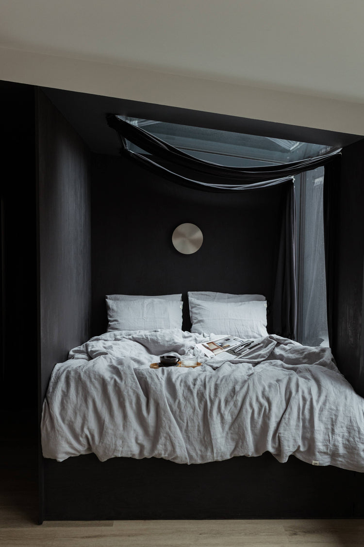 Modern Light Grey Linen Duvet Bedding Set King