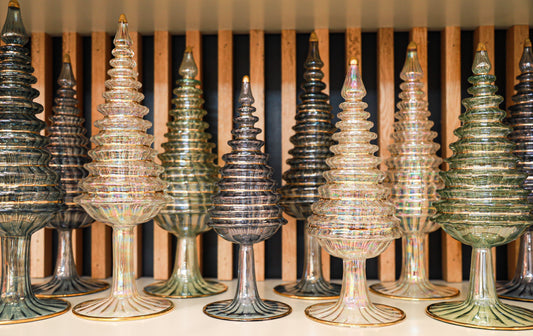 home and earth glass christmas trees