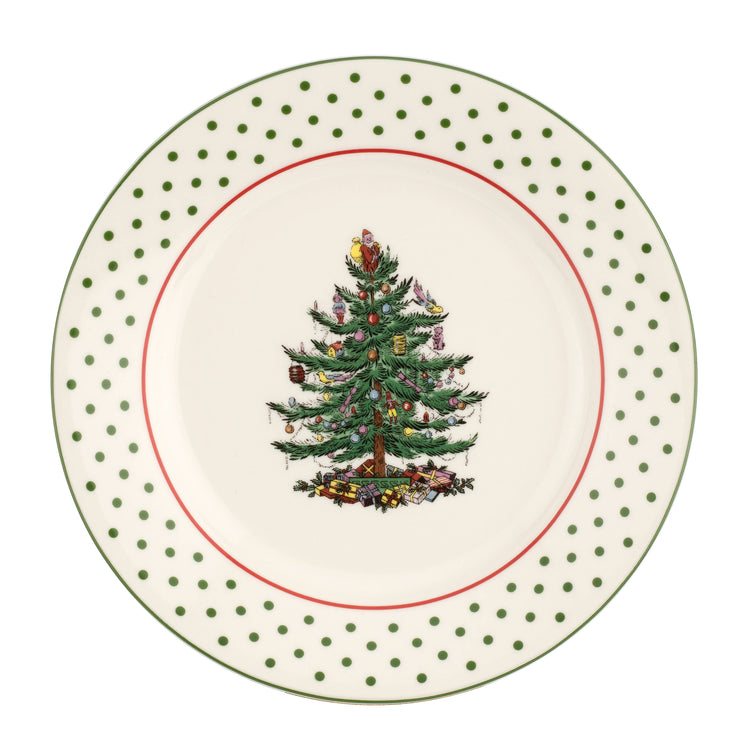 Christmas Tree Polka Dot S/4 Dessert Plates