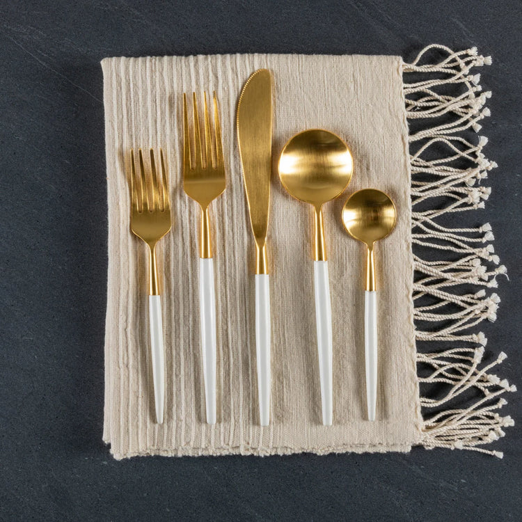 White & Gold Flatware Set