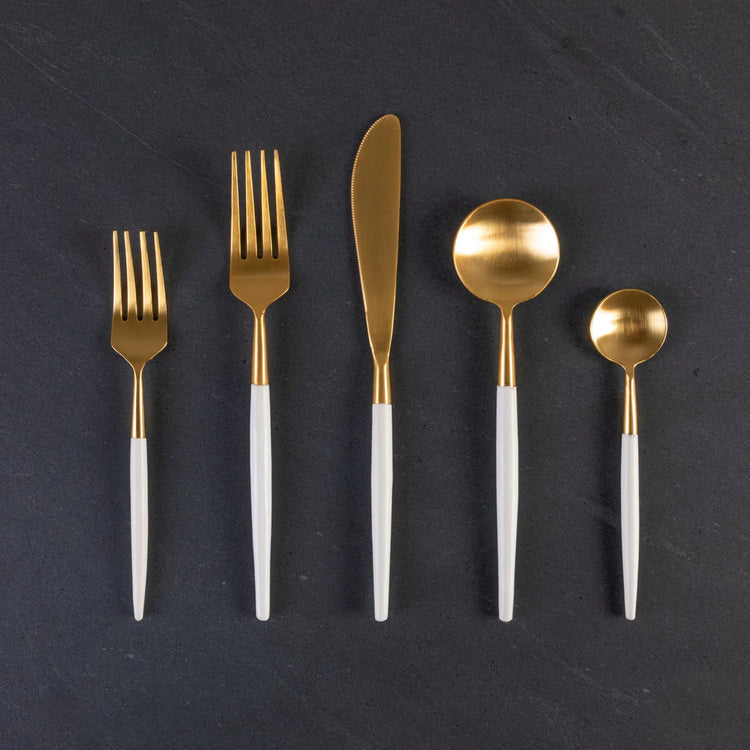 White & Gold Flatware Set