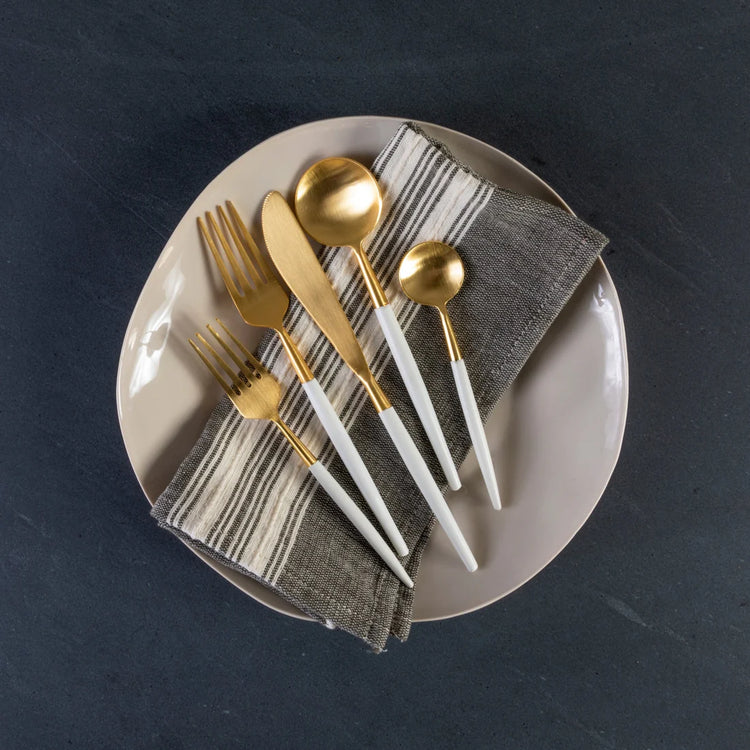 White & Gold Flatware Set