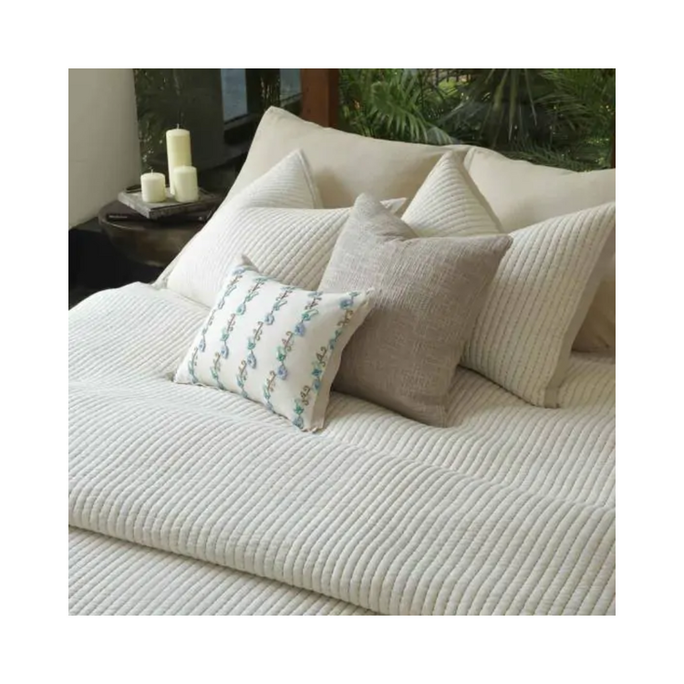 Quilt and sham set, Kantha melange 94"x102" a quilted beige comforter bedding set