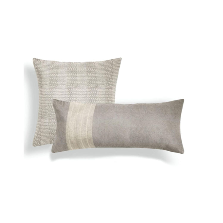 Eri Silk Pillow, Linen Block Stripe 24"x24"