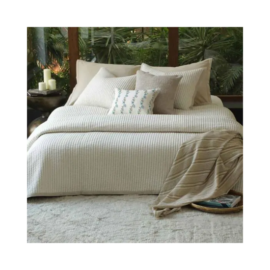 Quilt and sham set, Kantha melange 94"x102" a quilted beige comforter bedding set