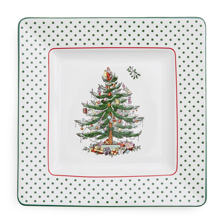 Spode Christmas Tree Polka Dot  Square Platter: Christmas Tree