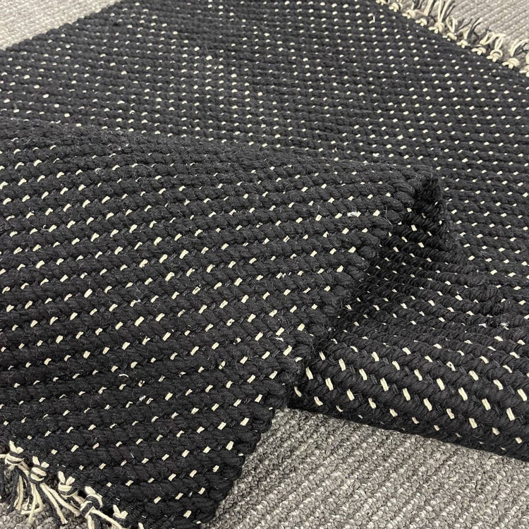 Mat, Handwoven, Herringbone Black, 36" x 25"