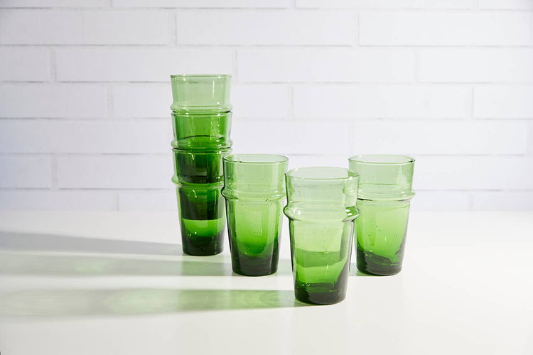 Moroccan Beldi Glassware - Green: Green