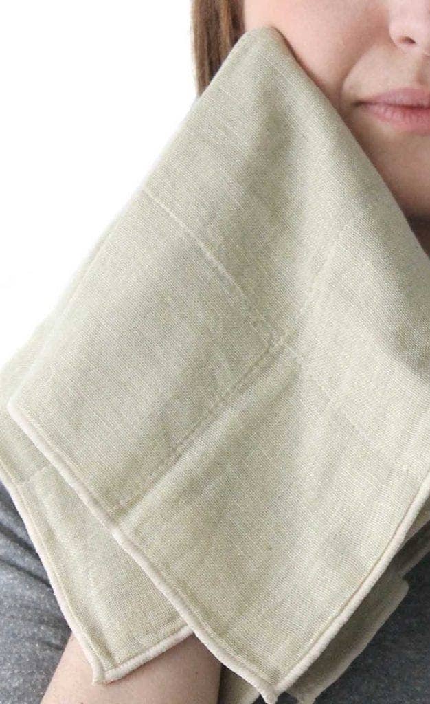 Nawrap Organic Cotton Face Towel: Ivory/Brown