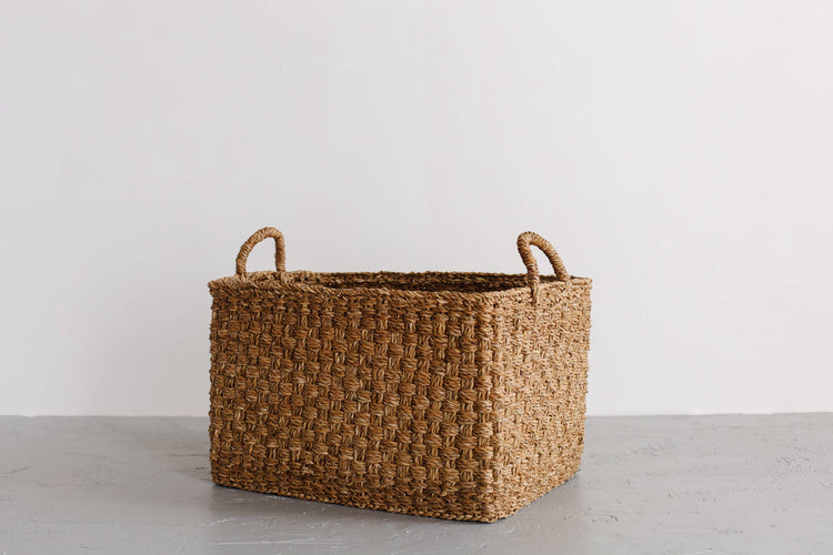 Basket with handles, Rectangle Floor, Chatai weave