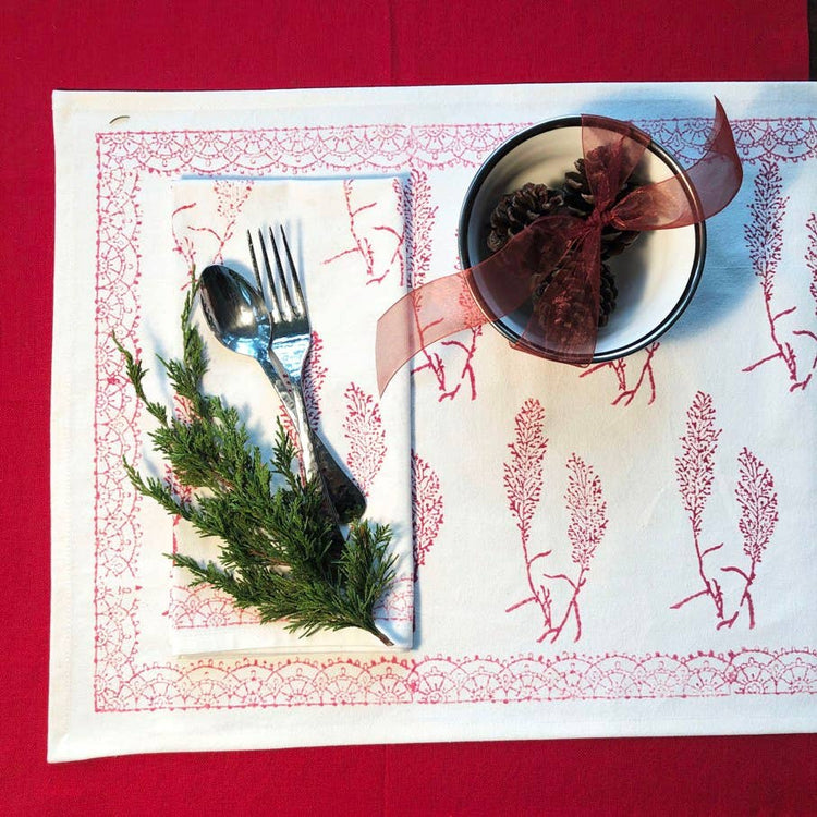 Napkins Pampas Grass Red Napkins Set of 4