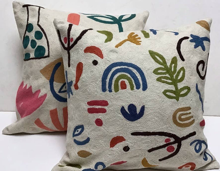 Pillow Chainstitch 18" Klee Squiggles