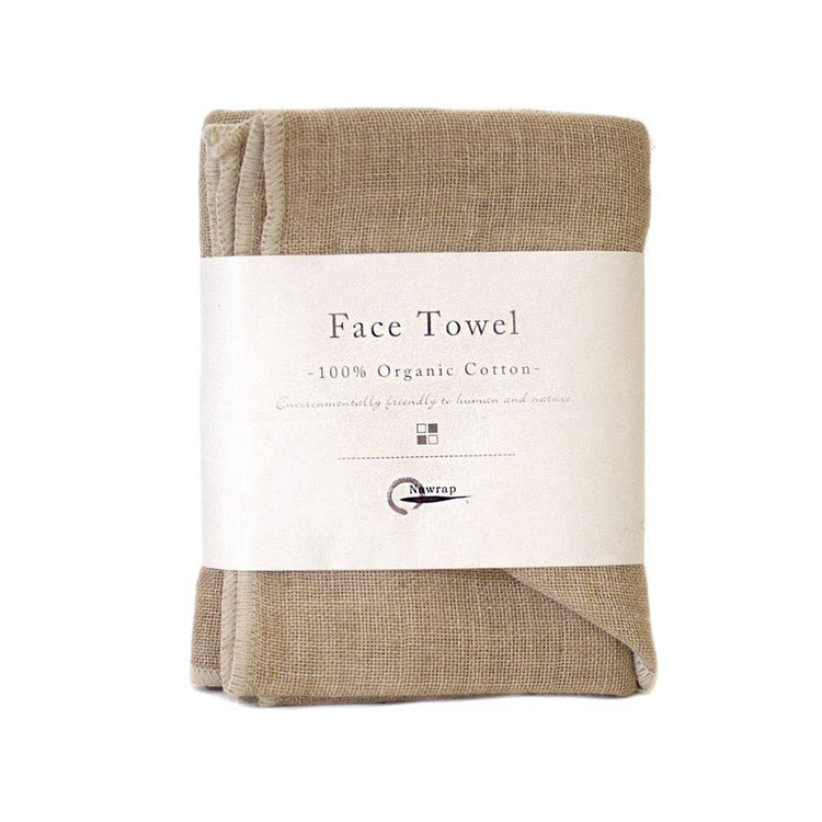 Nawrap Organic Cotton Face Towel: Ivory/Brown