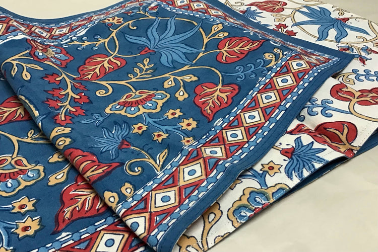 Table Runner 60" Indo Fleur Blue