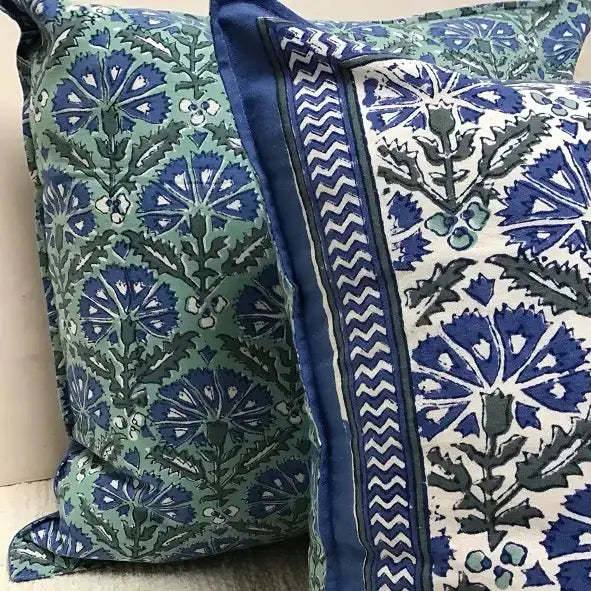 Pillow Printed 24" x 24" Chrysanthemum Blue 406A