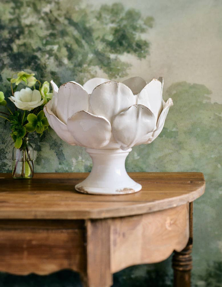 Petal Bowl - Ceramic Vase: Ivory / Large