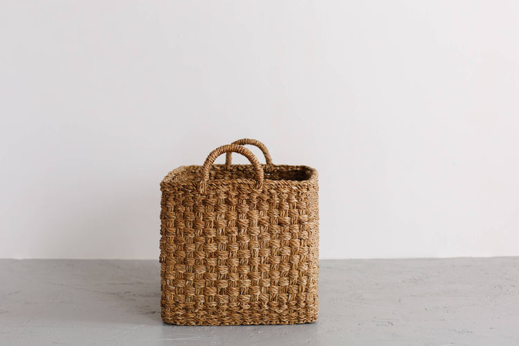 Basket with handles, Rectangle Floor, Chatai weave