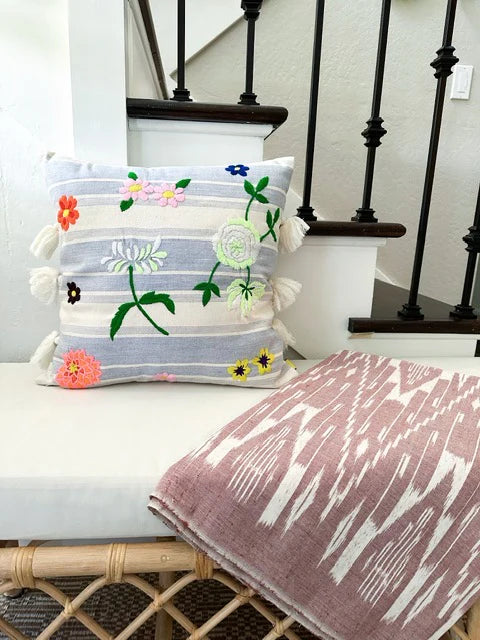 Vibrant Mekong Summer Flowers Pillow 16x16 with insert